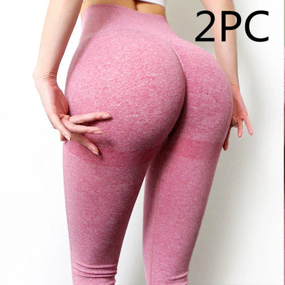 Curve-Enhancing Yoga Pants in various colors, including pink, red, black, blue, yellow, orange, green, dark gray, and light gray