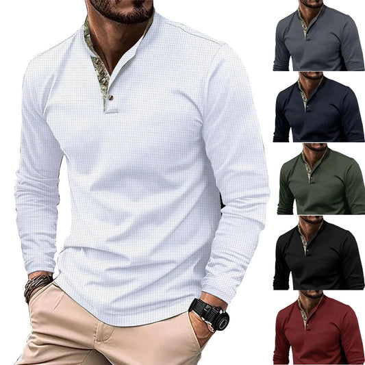 Men's stylish double layer lapel polo shirt in various colours