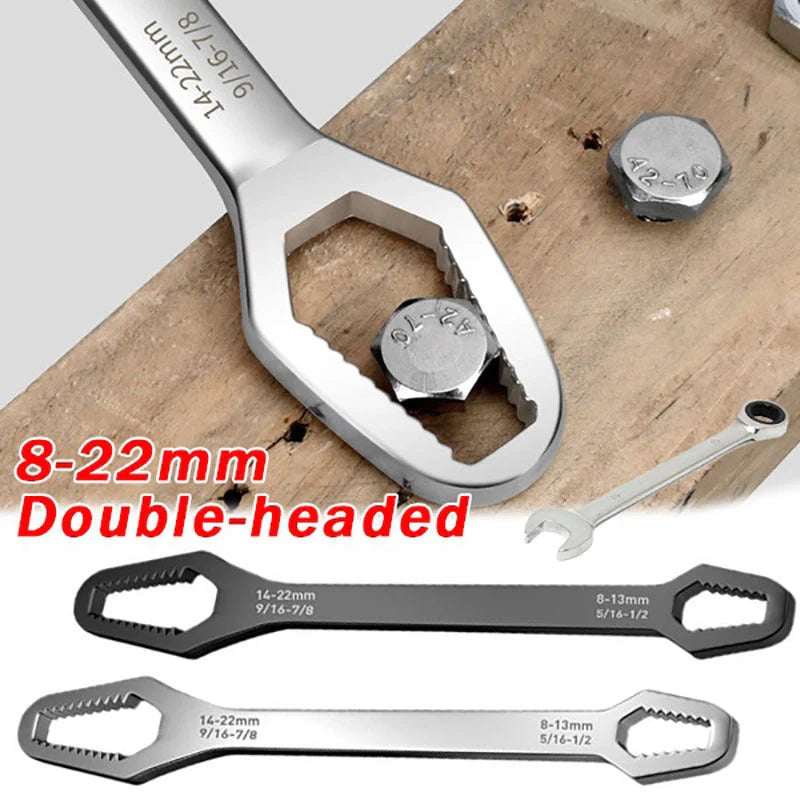 Versatile dual-head wrench made of durable 45# steel with a sleek galvanized finish, designed for a range of household tasks