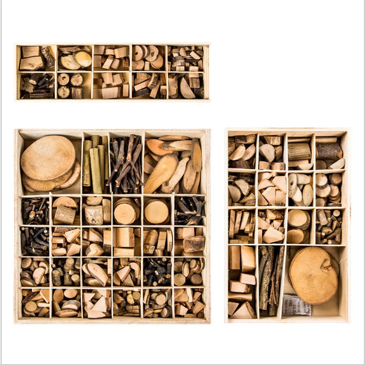 Handmade wooden blocks for children's creative play, natural pine wood, safe and educational