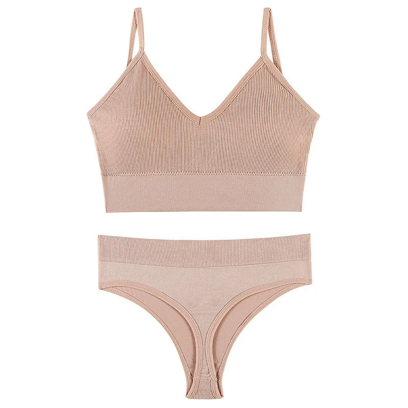 Wireless French triangle cup bra set for small chest push-up in various colours