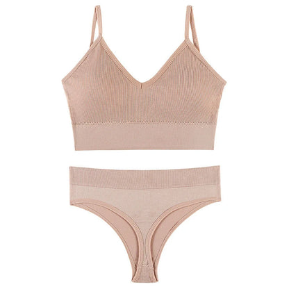 Wireless French triangle cup bra set for small chest push-up in various colours