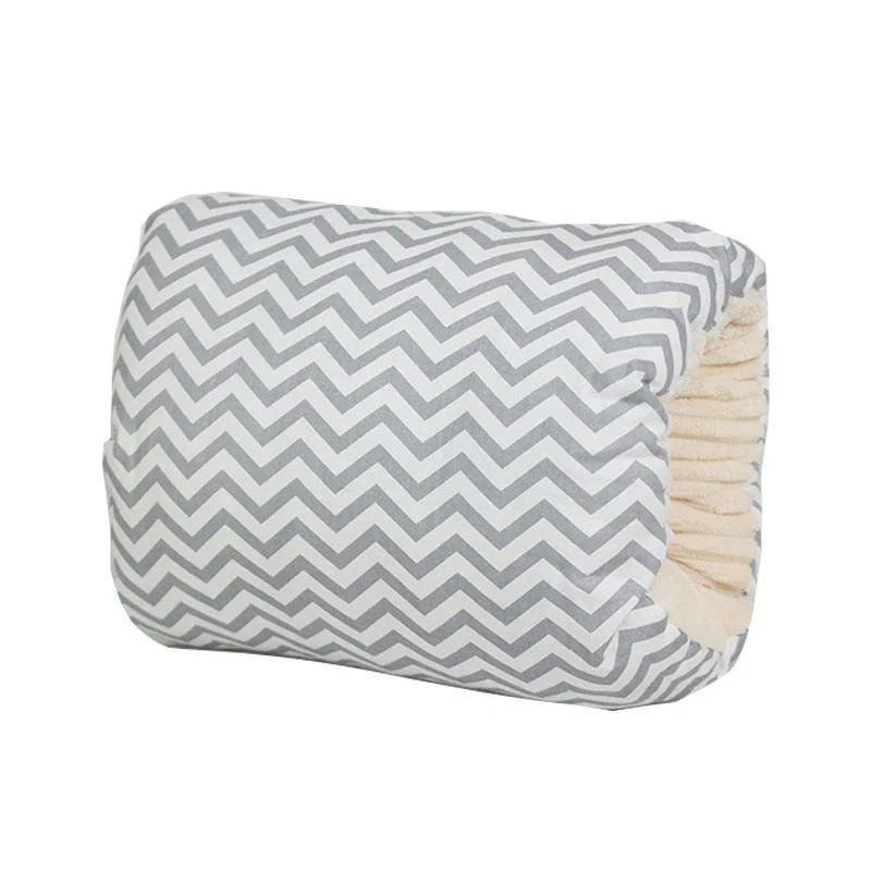 Adjustable baby nursing arm pillow in various colors and patterns, including dark blue, gray, pink, and more. Features soft, breathable cotton fabric and an ergonomic design to support breastfeeding mothers.
