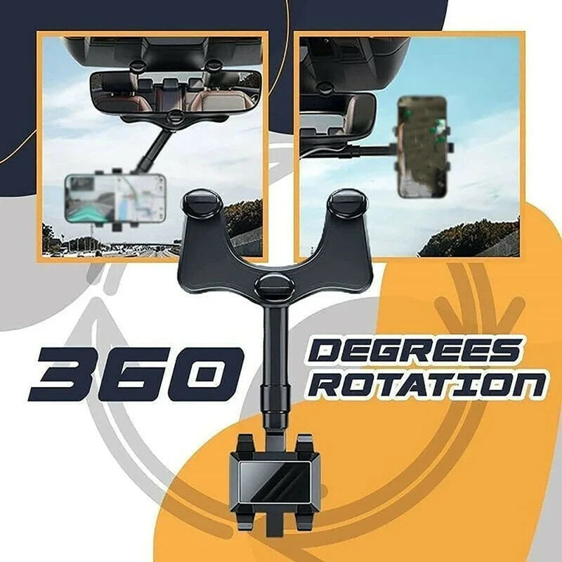 Black car rearview mirror swivel navigation bracket for secure device mounting