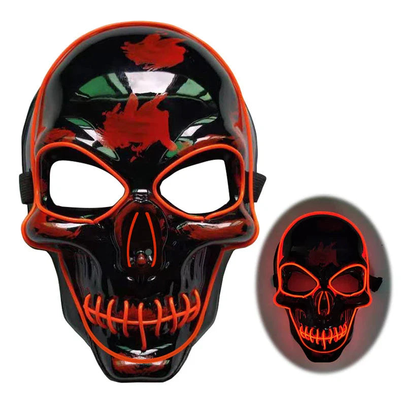 Spooktacular LED Skeleton Mask in a variety of vibrant colours, featuring four lighting modes for the perfect eerie ambiance
