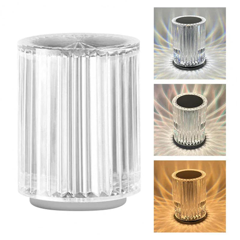 Acrylic LED table lamp with customizable RGB color lighting for home decor and ambiance
