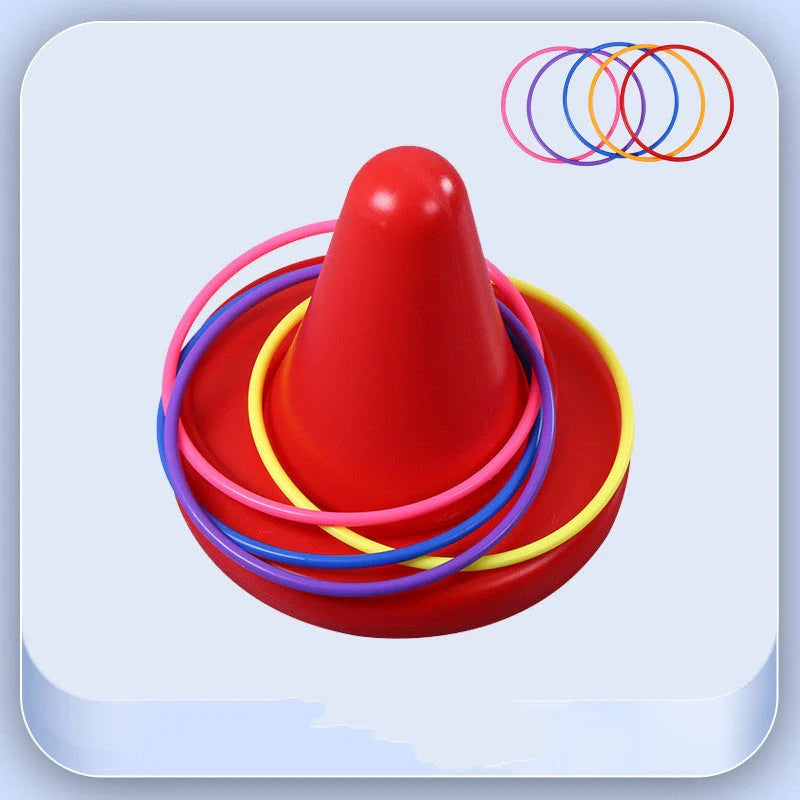 Children's balance training sensory toy with throwing rings in bright colours