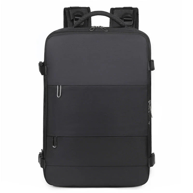 Spacious women's travel backpack with dry and wet compartments, waterproof construction, and comfortable air-cushioned harness