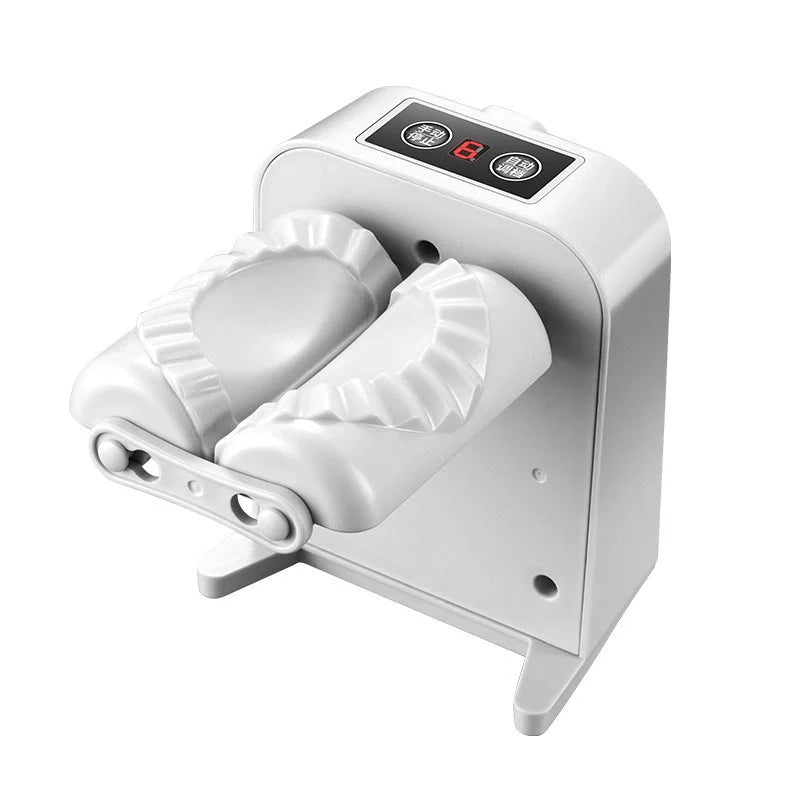 Electric Dumpling Maker Machine in white, compact and efficient for kitchen use