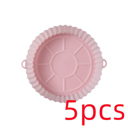 Round silicone baking tray mat for air fryer in various colours