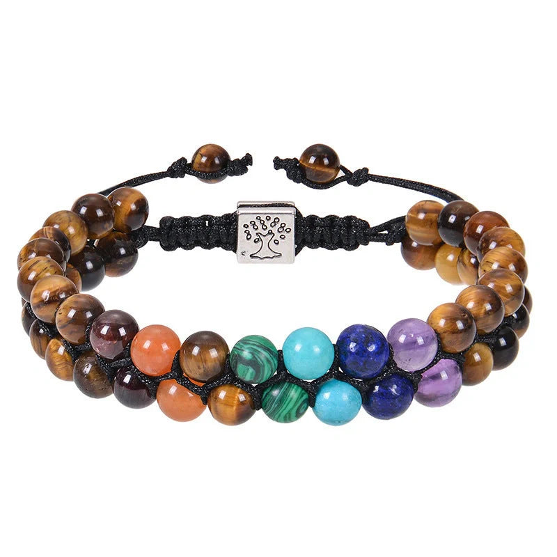 Handmade 7 Chakra Stone Bead Yoga Meditation Bracelet for women, featuring natural gemstones.
