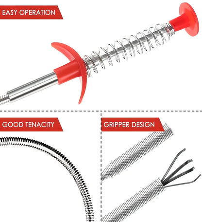 UltraFlex™ Spring-Claw Drain Unblocker - Heavy-Duty Stainless Steel Tool for Clearing Blocked Drains