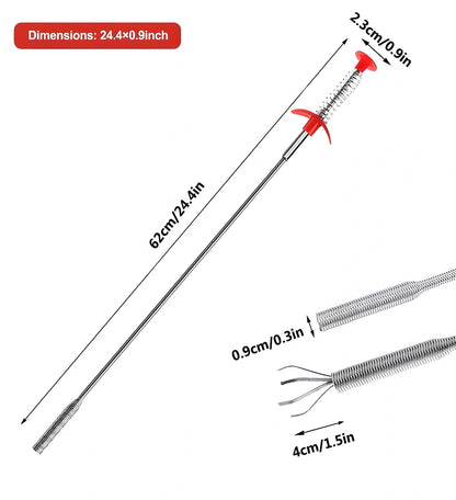 UltraFlex™ Spring-Claw Drain Unblocker - Heavy-Duty Stainless Steel Tool for Clearing Blocked Drains