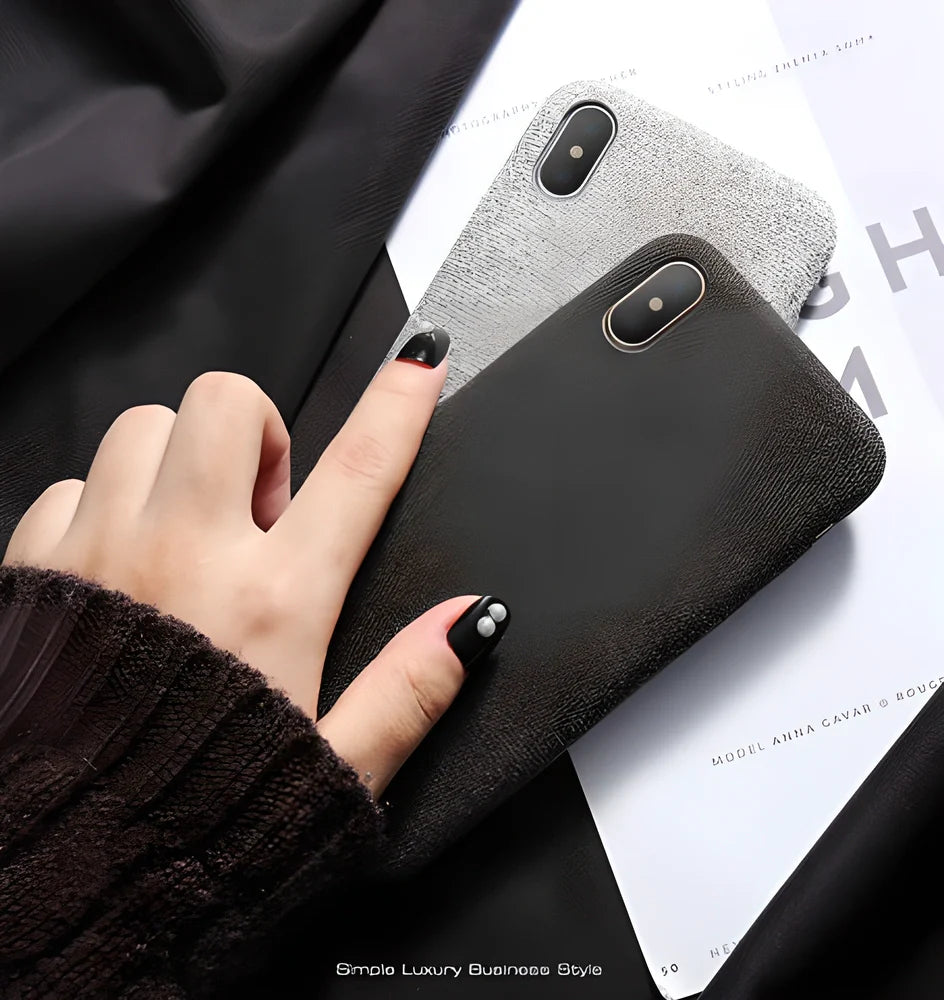 Stylish textile cloth phone case for iPhone, featuring a soft, lightweight design and precision-engineered construction for a perfect fit.