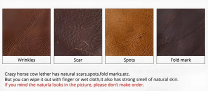 Genuine leather vintage RFID blocking wallet for men with card slots, coin pouch, and chain