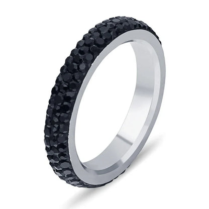 Personalized couple's ring made of stainless steel with rhinestone accents, a symbol of everlasting love and commitment