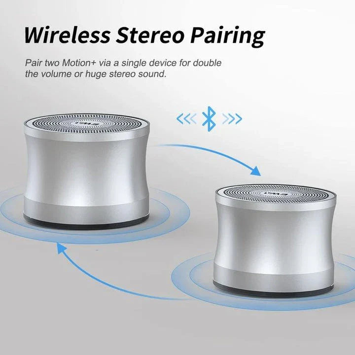 Premium compact Bluetooth speaker with powerful 5W driver, true wireless stereo, and sleek metal casing