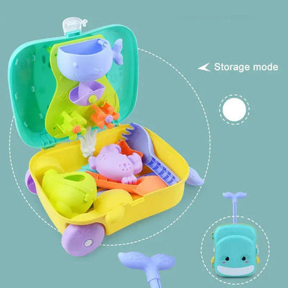 Children playing with sand and water toys from the Kids' Summer Beach Sand Play Set