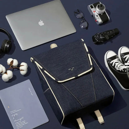 Premium eco-friendly denim waterproof backpack with multiple pockets and a comfortable handle for active lifestyles