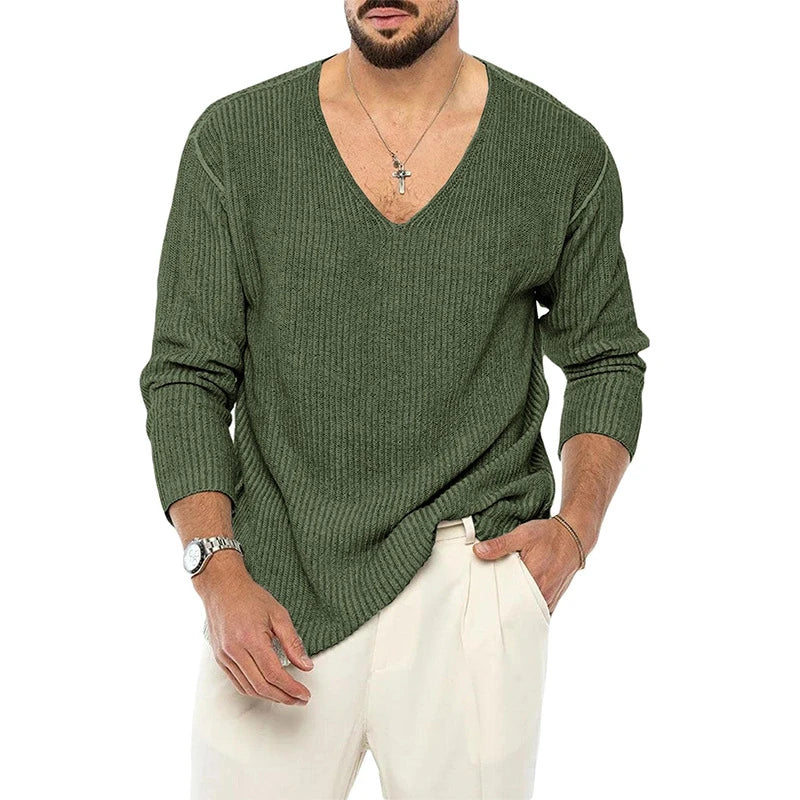 Stylish V-Neck Knitted Sweater for Men in a variety of sophisticated colours, featuring a sleek design and premium acrylic construction.