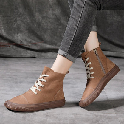 Premium first-layer cowhide casual women's leather loafers with square toe design and durable rubber sole