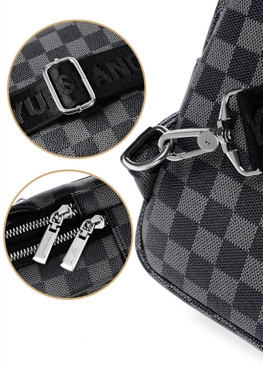 Premium one-shoulder messenger bag made of durable PU leather with secure zipper closure and adjustable strap for active lifestyles