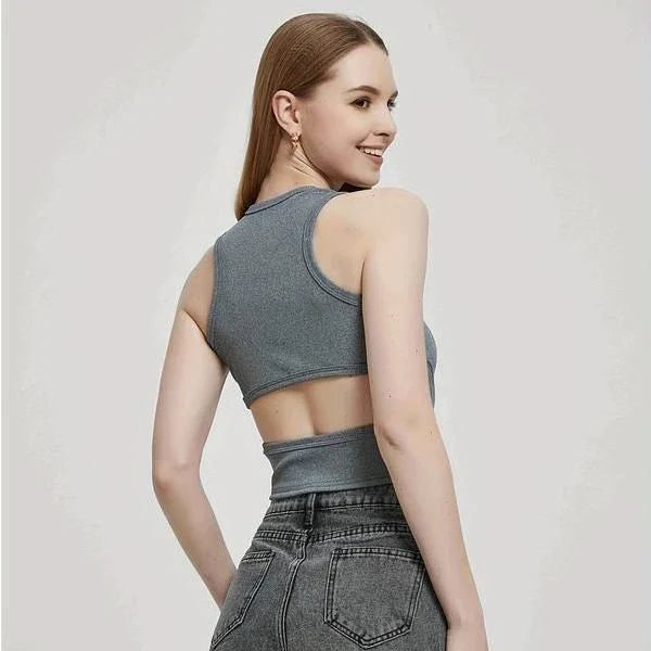 A chic ribbed knit Y2K-inspired tank top in a solid green colour, offering a flattering fit and timeless style.