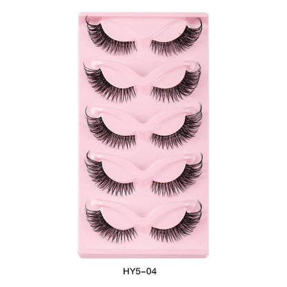 Pair of 3D cat eye and fox eye false eyelashes made from high-quality synthetic fibres for a natural, voluminous look