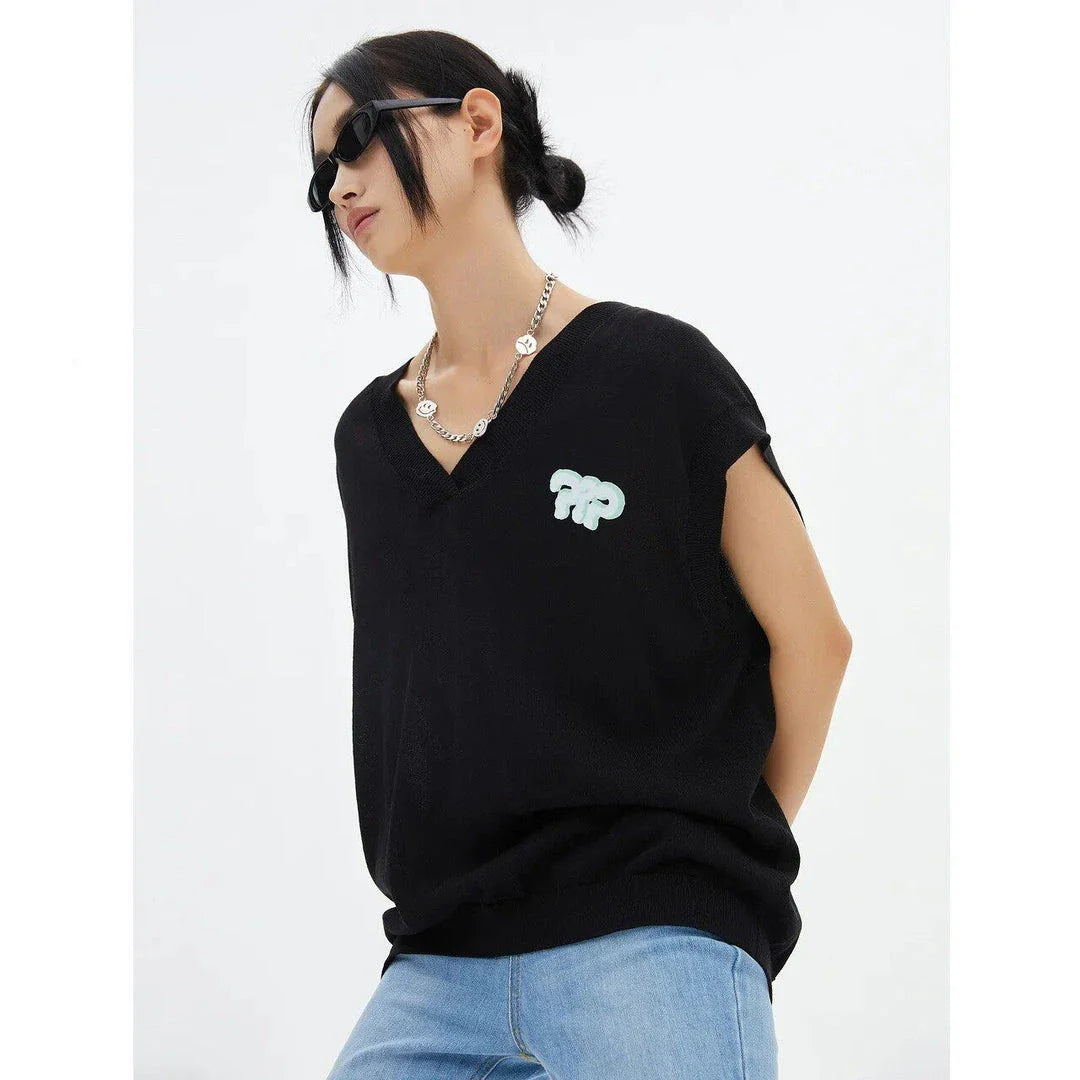 Elegant V-Neck Knit Vest for Stylish British Women - A premium knit vest with a classic design, tailored to flatter the middle-aged woman's figure.
