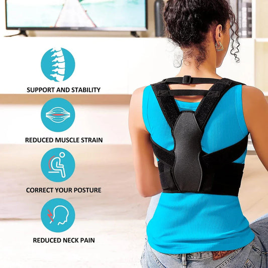 Adjustable full back support posture corrector in various sizes for men and women