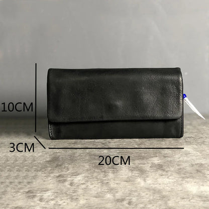 Premium handcrafted cowhide wallet with retro-inspired design, featuring hidden zipper compartment and dedicated card slots
