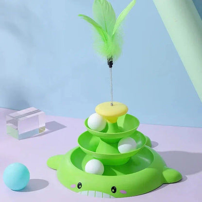 Premium Cat Swing Feeder Toy with Missing Food Ball Teasing Cat Stick and Turntable design for captivating playtime