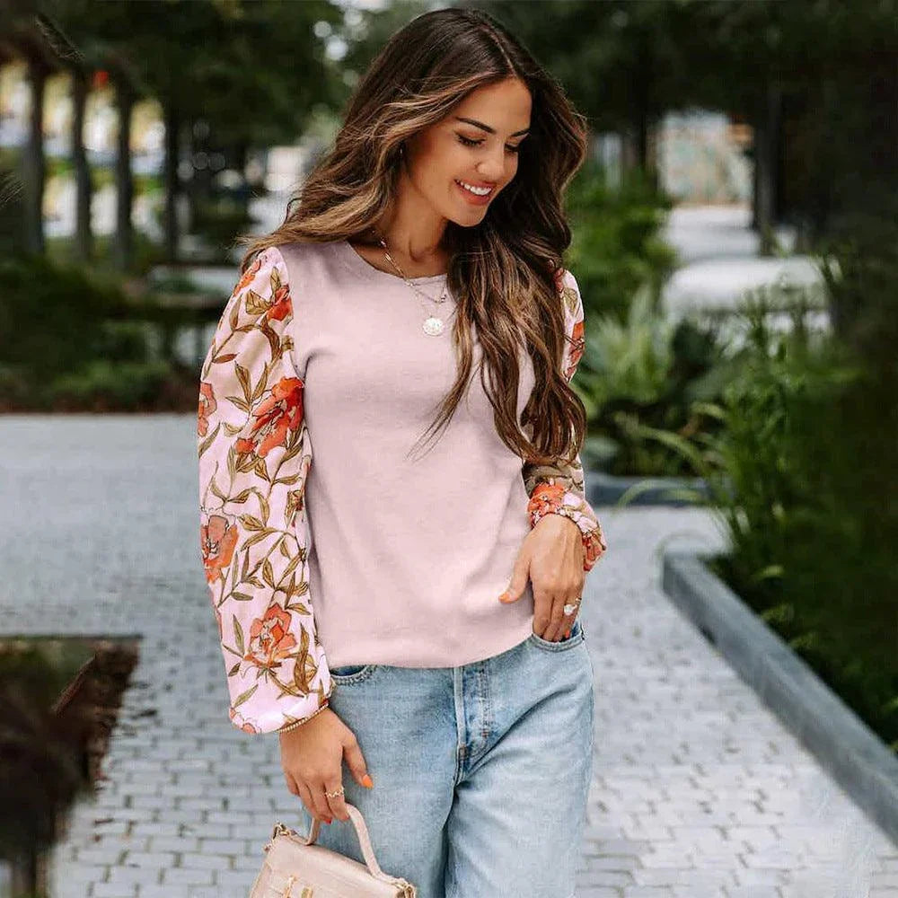 Stylish printed lantern sleeve casual top in various vibrant colours, perfect for the modern British woman's wardrobe