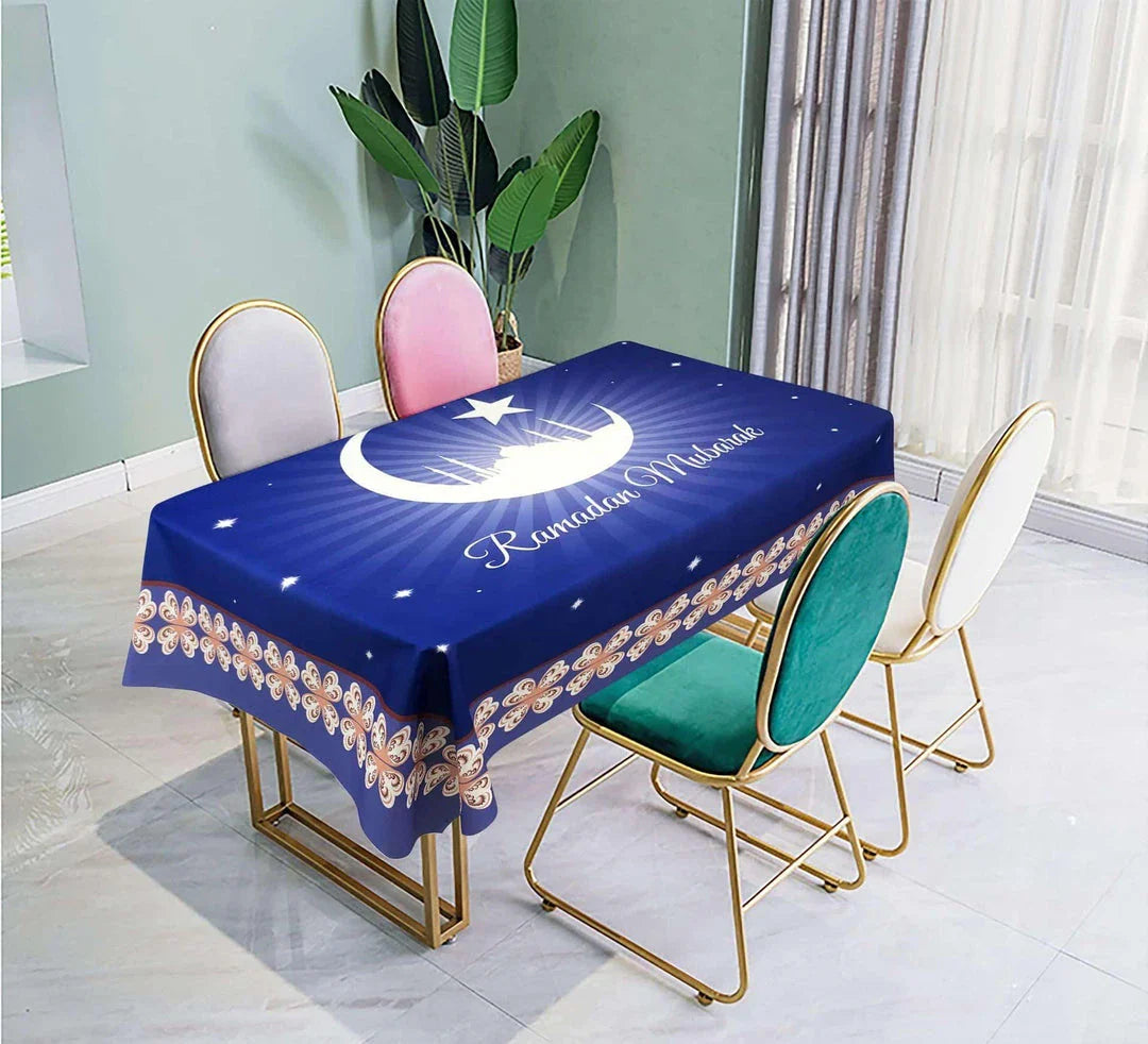 Elegant Muslim Ramadan table cloth with intricate Islamic-inspired design in various size options