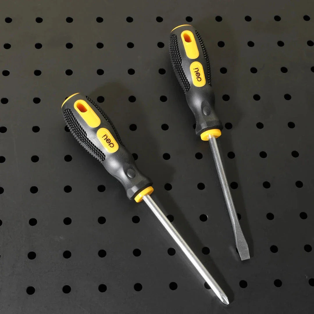 Premium Magnetic Flat Head and Cross Screwdriver Set with Cr-V Steel Construction and Dual-Material Ergonomic Handle