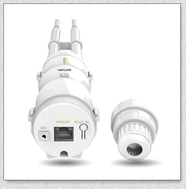 Rugged outdoor Wi-Fi extender with weatherproof housing and omnidirectional antennas for reliable wireless connectivity