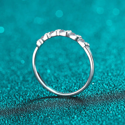 Exquisite Moissanite-Adorned Ripple Fashion Ring in Sterling Silver, Available in a Range of UK Sizes