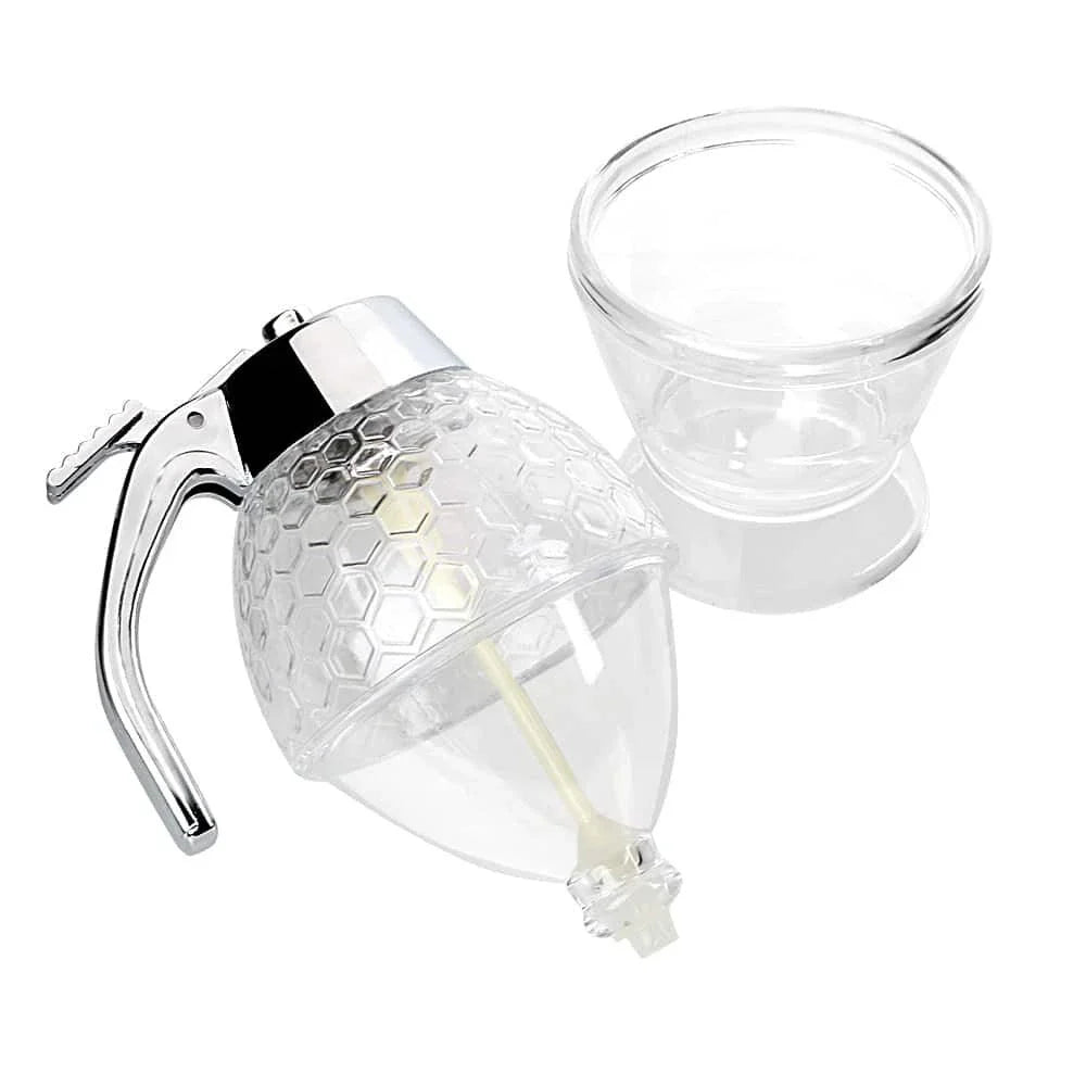 Premium Elegant Honey Dispenser with Transparent Body and Sturdy Silver Handle for Smooth, Drip-Free Pouring
