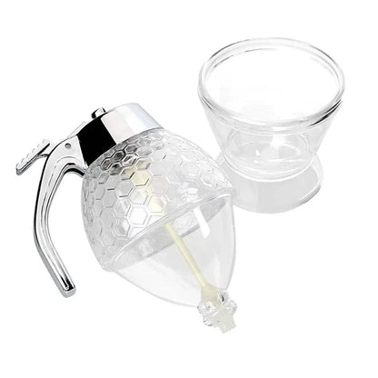 Premium Elegant Honey Dispenser with Transparent Body and Sturdy Silver Handle for Smooth, Drip-Free Pouring