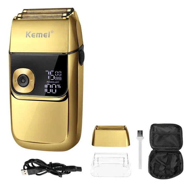 Premium 2-in-1 Electric Foil Shaver with Adjustable Speed Settings, Waterproof Design, and Automatic Cleaning Function