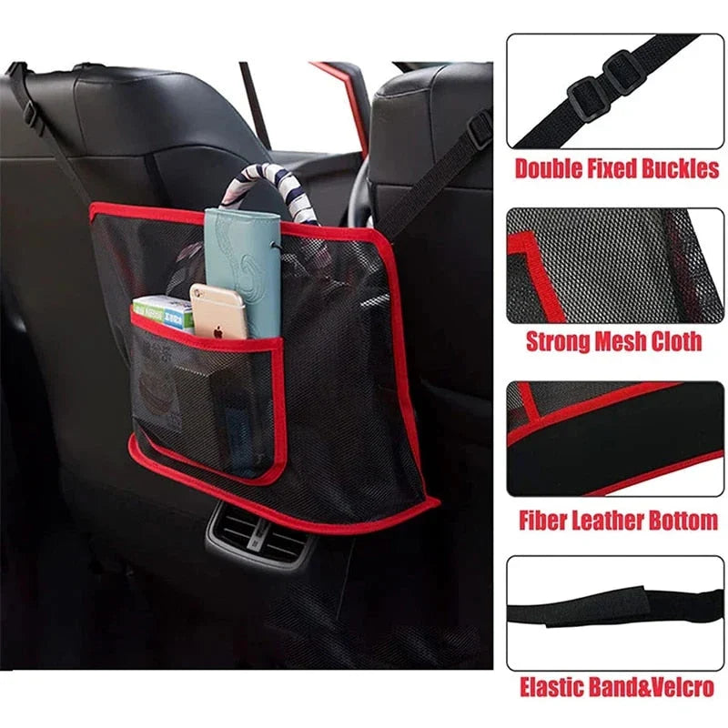 Car Seat Storage and Safety Net - Multi-Functional Organiser and Pet Barrier for Tidy and Secure Car Interior