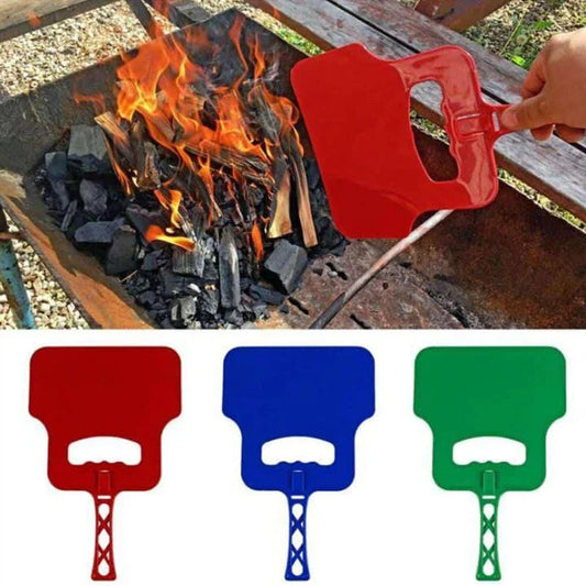 Premium outdoor BBQ hand fan made of heat-resistant plastic with strong airflow for quickly igniting charcoals and reviving wood fires