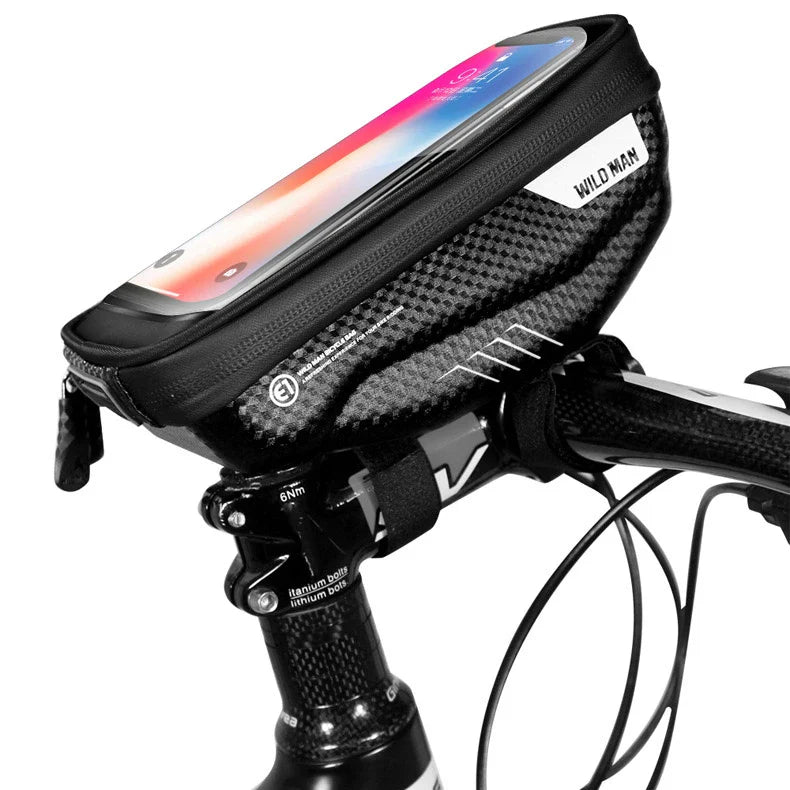 Stylish and practical bicycle handlebar bag with reflective accents for secure storage of essentials during cycling rides