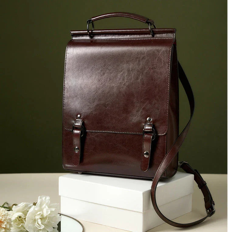 Premium genuine leather backpack with sleek design, organised interior, and comfortable straps for modern British lifestyles