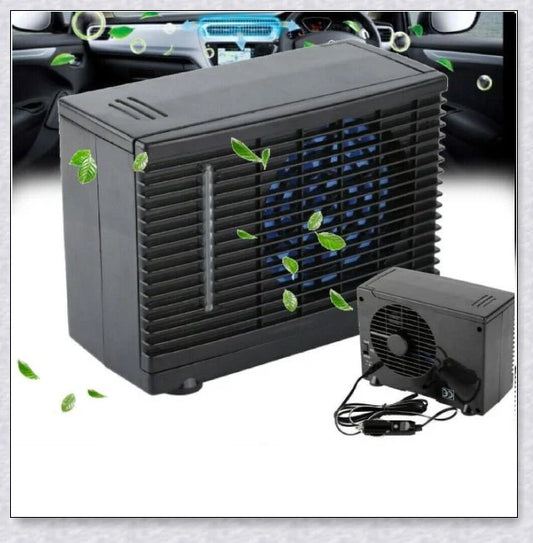 Compact Portable Car Air Conditioner with adjustable settings and non-slip base for keeping your vehicle cool and comfortable.