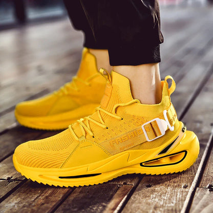 A pair of modern, lightweight Korean men's sports shoes in a variety of colours