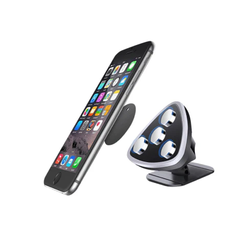 Compact magnetic phone mount with adjustable ball joint for secure in-car use