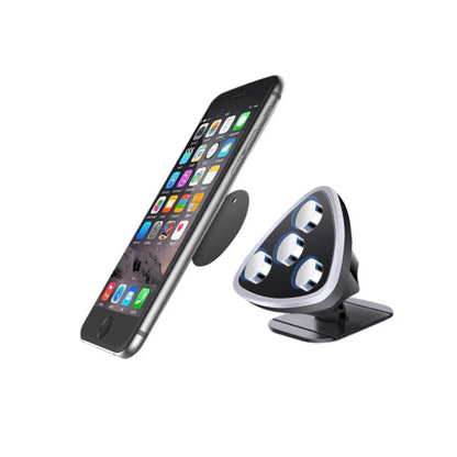 Compact magnetic phone mount with adjustable ball joint for secure in-car use