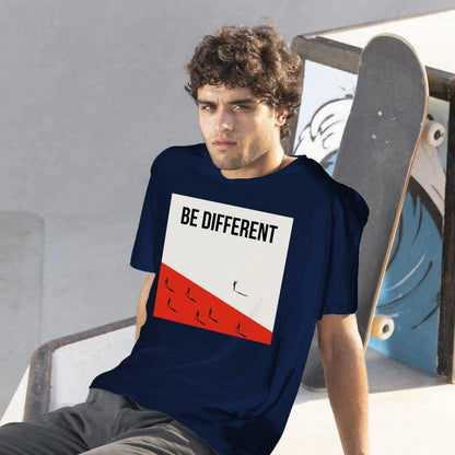 Distinctive and comfortable British t-shirt with 'Be Different' print, made from premium Airlume cotton in the USA