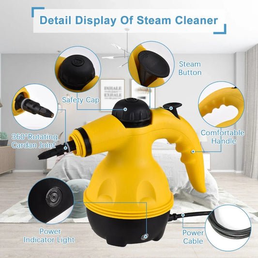Handheld high-temperature electric steam cleaner with extended nozzles and multi-surface cleaning capabilities